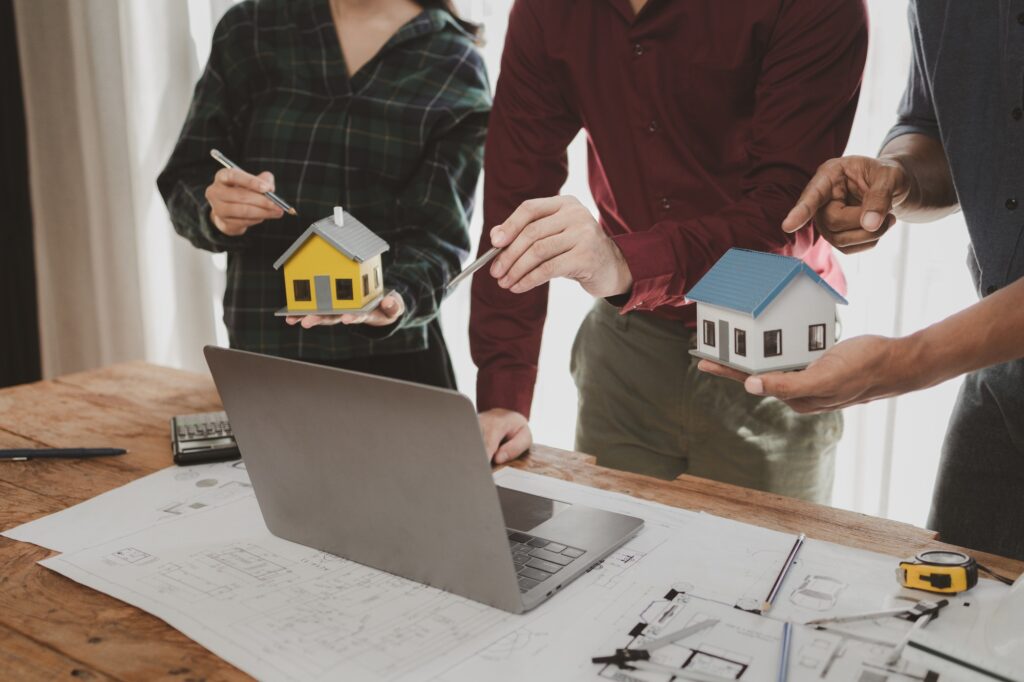 Architects and engineers work together to come up with solutions to house building problems, The pro